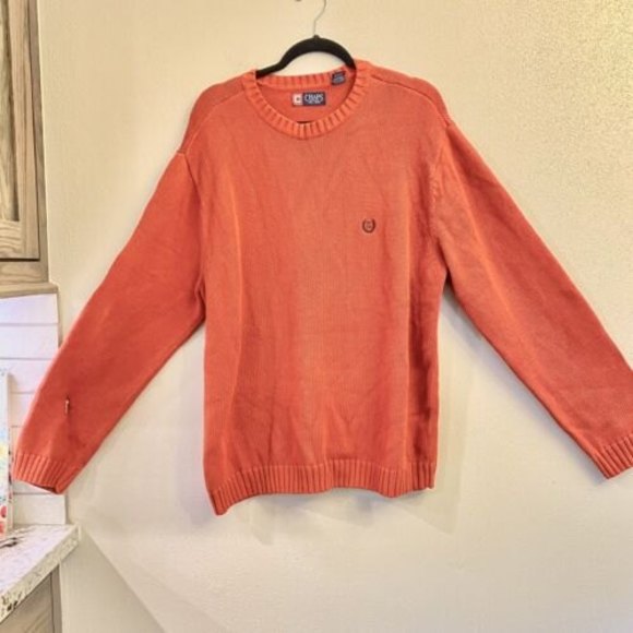 Chaps Orange Sweater Men's XL Tall 100%‎ Cotton Crew Neck - Picture 1 of 8